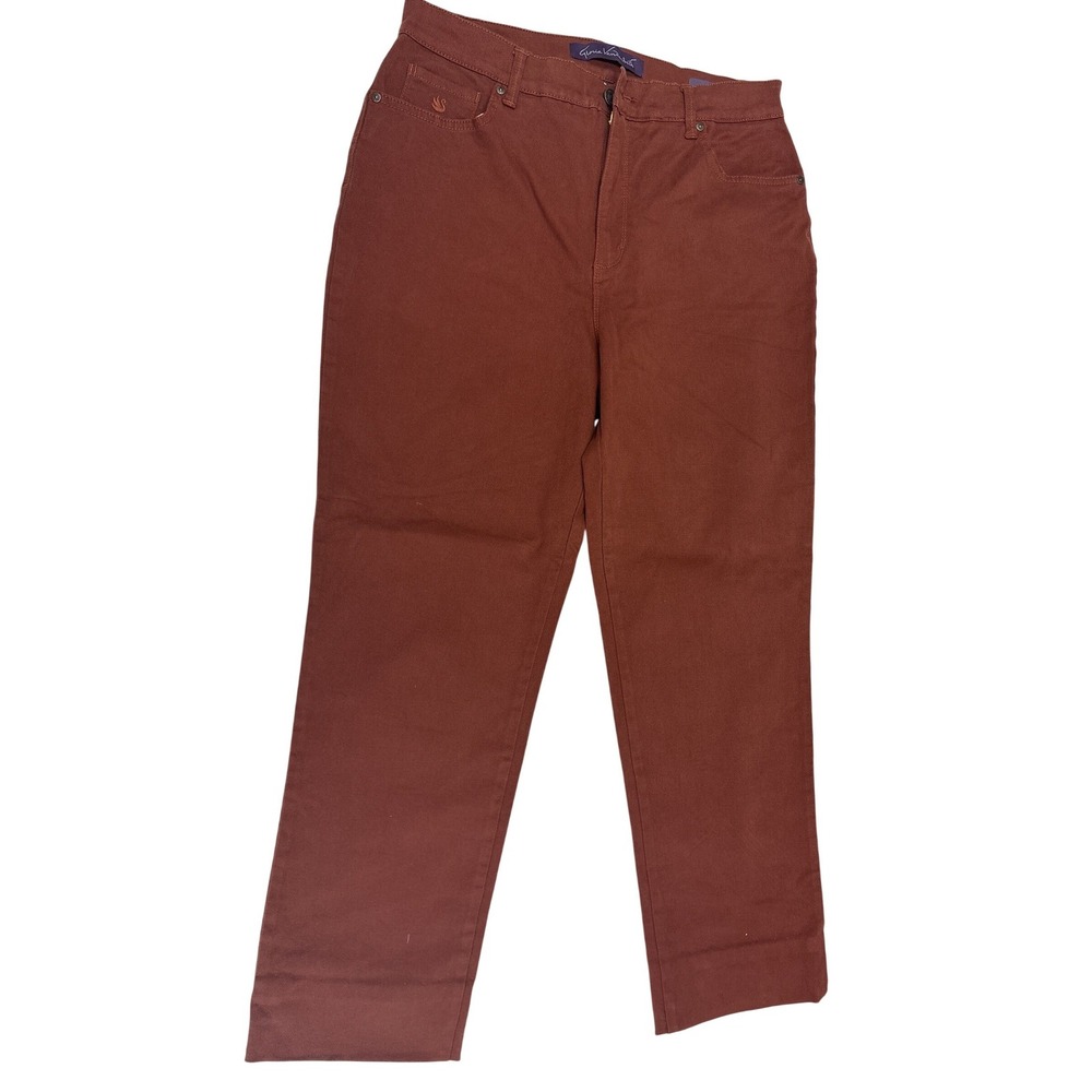 Gloria Vanderbilt Amanda High Rise Tapered Jeans Rust Brown Womens Size 14